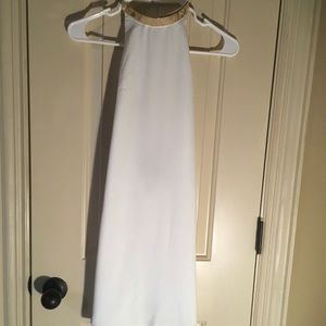 White Dress with gold neck